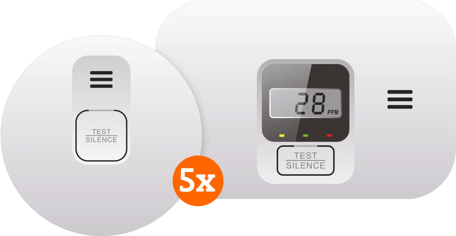 ELRO Blue Line CBFS36 Rookmelder 5-pack + Koolmonoxidemelder