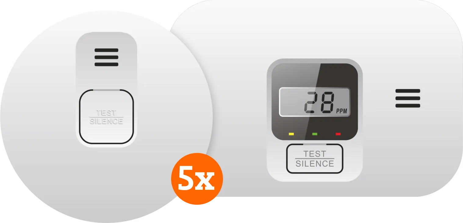 Elro Blue Line CBFS58R Rookmelder 5-pack + Koolmonoxidemelder